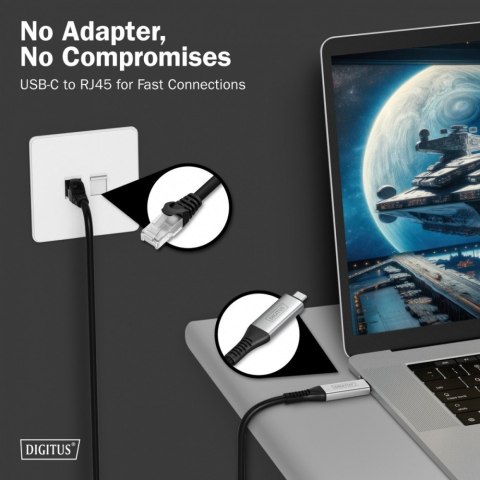 Kabel adapter USB-C - RJ45 Kat. 6A S/FTP, 1 Gbit/s, USB 3.2 Gen1, LSZH, 10m Kabel adapter USB-C - RJ45 Kat. 6A S/FTP, 1 Gbit/s, USB 3.2 Gen1, LSZH, 10m