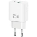 Ładowarka sieciowa 25W 1xUSB-A 1xUSB-A fast charging Biała