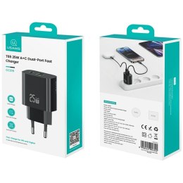 Ładowarka sieciowa 25W 1xUSB-C 1xUSB-A Fast Charging Czarna