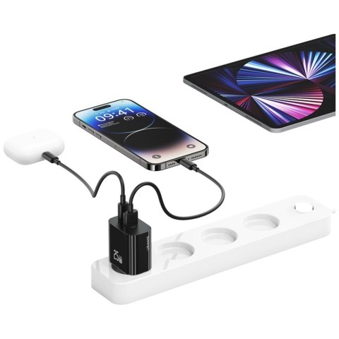Ładowarka sieciowa 25W 1xUSB-C 1xUSB-A Fast Charging Czarna Ładowarka sieciowa 25W 1xUSB-C 1xUSB-A Fast Charging Czarna
