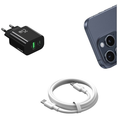 Ładowarka sieciowa 25W 1xUSB-C 1xUSB-A Fast Charging Czarna Ładowarka sieciowa 25W 1xUSB-C 1xUSB-A Fast Charging Czarna