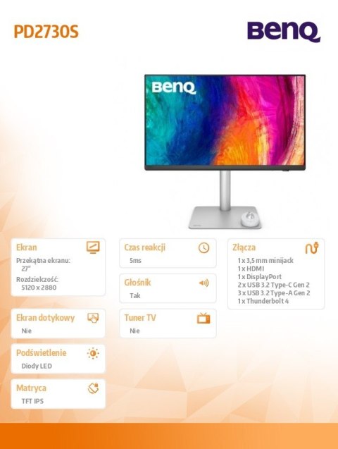 Monitor 27 cali PD2730S LED 5K IPS/60Hz/5ms/Graficzny Monitor 27 cali PD2730S LED 5K IPS/60Hz/5ms/Graficzny