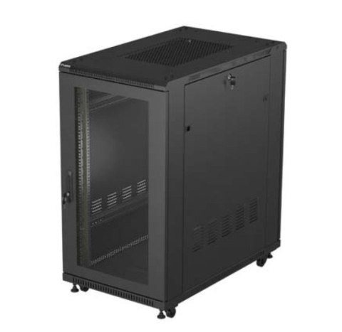 Szafa instalacyjna rack stojąca 19" 22U 600x1000 czarna drzwi perforowane ( flat pack) Szafa instalacyjna rack stojąca 19" 22U 600x1000 czarna drzwi perforowane ( flat pack)