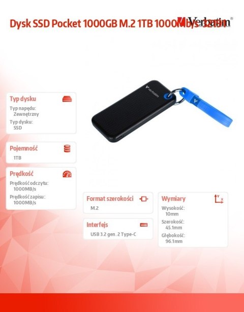 Dysk SSD Pocket 1000GB M.2 1TB 1000Mb/s 32191 Dysk SSD Pocket 1000GB M.2 1TB 1000Mb/s 32191