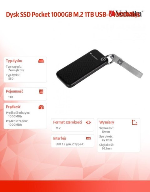 Dysk SSD Pocket 1000GB M.2 1TB USB-C 1000Mb/s Dysk SSD Pocket 1000GB M.2 1TB USB-C 1000Mb/s