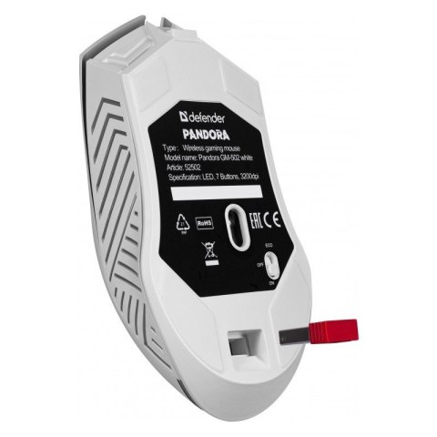 Mysz gamingowa bezprzewodowa PANDORA RF 3200DPI 7P biała Mysz gamingowa bezprzewodowa PANDORA RF 3200DPI 7P biała