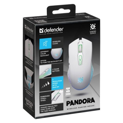 Mysz gamingowa bezprzewodowa PANDORA RF 3200DPI 7P biała Mysz gamingowa bezprzewodowa PANDORA RF 3200DPI 7P biała