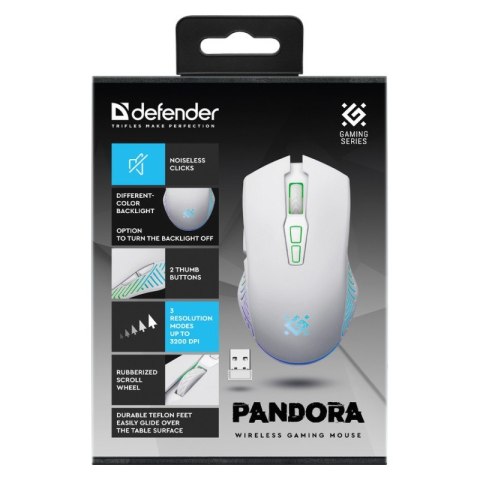 Mysz gamingowa bezprzewodowa PANDORA RF 3200DPI 7P biała Mysz gamingowa bezprzewodowa PANDORA RF 3200DPI 7P biała