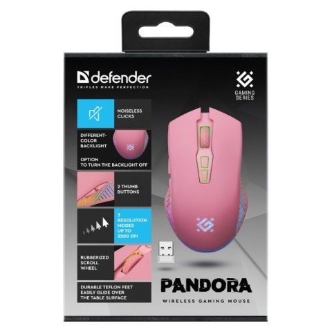 Mysz gamingowa bezprzewodowa PANDORA RF 3200DPI 7P różowa Mysz gamingowa bezprzewodowa PANDORA RF 3200DPI 7P różowa