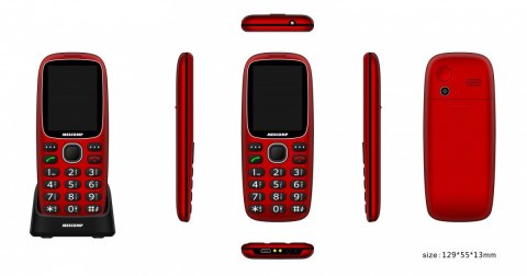 Telefon komórkowy dla seniorów Mescomp MT-166 Edgar Elegant SOS 4G Czerwony Telefon komórkowy dla seniorów Mescomp MT-166 Edgar Elegant SOS 4G Czerwony