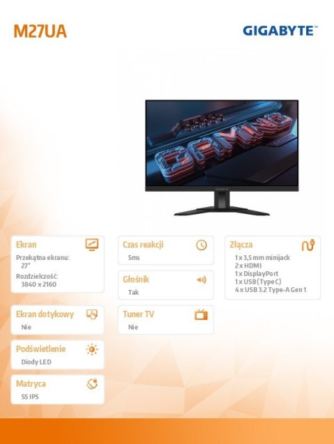 Monitor 27 cali M27UA IPS UHD 2HDMI DP 160Hz Monitor 27 cali M27UA IPS UHD 2HDMI DP 160Hz