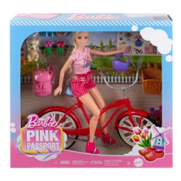 Lalka Barbie na rowerze z pieskiem