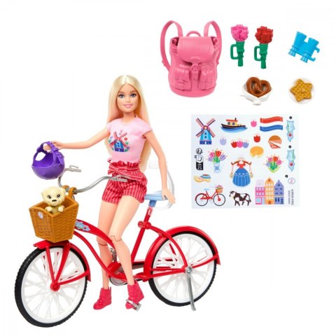 Lalka Barbie na rowerze z pieskiem Lalka Barbie na rowerze z pieskiem