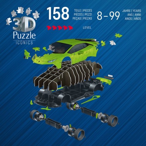 Puzzle 3D 158 elementów Samochód Lamborghini Huracan EVO Verde Puzzle 3D 158 elementów Samochód Lamborghini Huracan EVO Verde