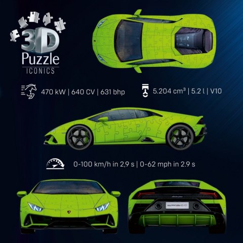 Puzzle 3D 158 elementów Samochód Lamborghini Huracan EVO Verde Puzzle 3D 158 elementów Samochód Lamborghini Huracan EVO Verde
