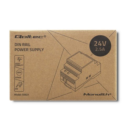 Zasilacz na szynę DIN 60W | 24V | 2.5A | Szary