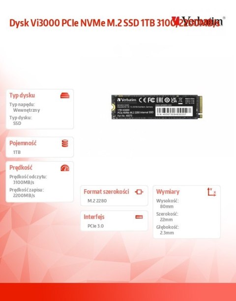Dysk Vi3000 PCIe NVMe M.2 SSD 1TB 3100/2200MB/s Dysk Vi3000 PCIe NVMe M.2 SSD 1TB 3100/2200MB/s