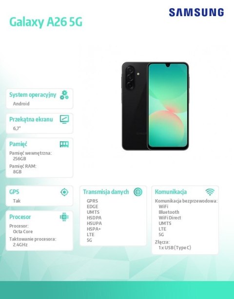 Smartfon Galaxy A26 5G 8/256GB czarny Smartfon Galaxy A26 5G 8/256GB czarny