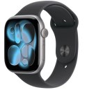 Watch Series 11 GPS+Cellular koperta 42 mm z aluminium w kolorze gwiezdnej szarości, pasek sportowy w kolorze czarnym - rozmiar 