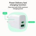 Ładowarka sieciowa 30W 1xUSB-C 1xUSB-A biała Ładowarka sieciowa 30W 1xUSB-C 1xUSB-A biała