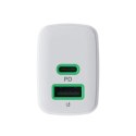 Ładowarka sieciowa 30W 1xUSB-C 1xUSB-A biała Ładowarka sieciowa 30W 1xUSB-C 1xUSB-A biała