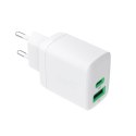 Ładowarka sieciowa 30W 1xUSB-C 1xUSB-A biała Ładowarka sieciowa 30W 1xUSB-C 1xUSB-A biała