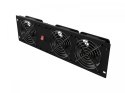 Panel wentylacyjny pionowy 19 cali 3U do szaf rack, trzy wentylatory, 230V, czarny
