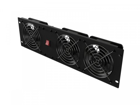 Panel wentylacyjny pionowy 19 cali 3U do szaf rack, trzy wentylatory, 230V, czarny Panel wentylacyjny pionowy 19 cali 3U do szaf rack, trzy wentylatory, 230V, czarny
