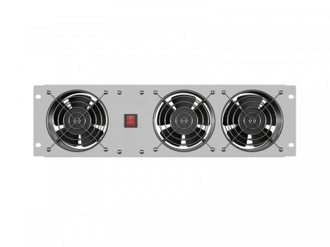 Panel wentylacyjny pionowy 19 cali 3U do szaf rack, trzy wentylatory, 230V, szary Panel wentylacyjny pionowy 19 cali 3U do szaf rack, trzy wentylatory, 230V, szary
