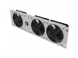 Panel wentylacyjny pionowy 19 cali 3U do szaf rack, trzy wentylatory, 230V, szary