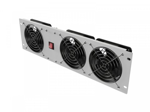 Panel wentylacyjny pionowy 19 cali 3U do szaf rack, trzy wentylatory, 230V, szary Panel wentylacyjny pionowy 19 cali 3U do szaf rack, trzy wentylatory, 230V, szary
