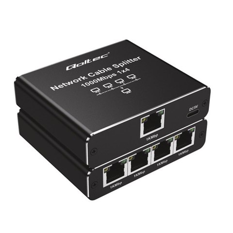 Rozdzielacz splitter Ethernet mini SWITCH 1x4 RJ45 | 1000Mb/s | USB-C | Aluminium Rozdzielacz splitter Ethernet mini SWITCH 1x4 RJ45 | 1000Mb/s | USB-C | Aluminium