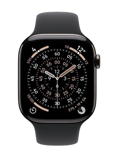 Watch Series 11 GPS + Cellular, koperta 46 mm z tytanu w kolorze łupku, pasek sportowy w kolorze czarnym - rozmiar S/M Watch Series 11 GPS + Cellular, koperta 46 mm z tytanu w kolorze łupku, pasek sportowy w kolorze czarnym - rozmiar S/M