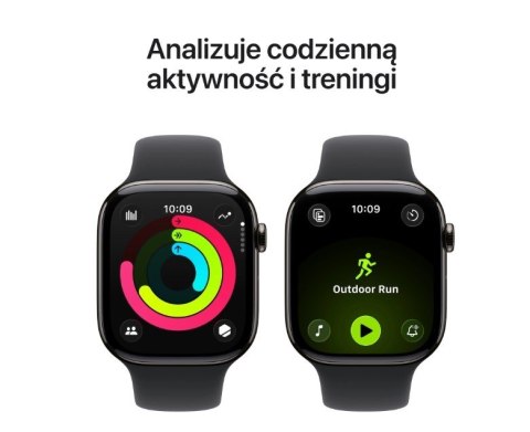 Watch Series 11 GPS + Cellular, koperta 46 mm z tytanu w kolorze łupku, pasek sportowy w kolorze czarnym - rozmiar S/M Watch Series 11 GPS + Cellular, koperta 46 mm z tytanu w kolorze łupku, pasek sportowy w kolorze czarnym - rozmiar S/M