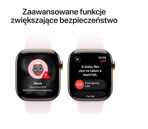 Watch Series 11 GPS + Cellular koperta 46 mm z tytanu w kolorze złotym, pasek sportowy w kolorze łagodnego różu - rozmiar S/M Watch Series 11 GPS + Cellular koperta 46 mm z tytanu w kolorze złotym, pasek sportowy w kolorze łagodnego różu - rozmiar S/M