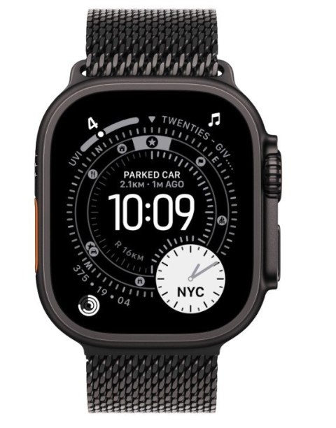 Watch Ultra 3 GPS + Cellular, koperta 49 mm z tytanu w kolorze czarnym, bransoleta mediolańska z tytanu w kolorze czarnym - rozm Watch Ultra 3 GPS + Cellular, koperta 49 mm z tytanu w kolorze czarnym, bransoleta mediolańska z tytanu w kolorze czarnym - rozm