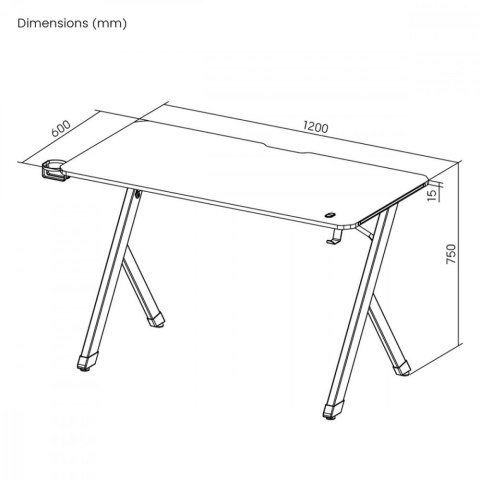 Biurko gamingowe NanoRS 120x60x75cm RS101 z uchwytem na słuchawki i kubek Czarne Biurko gamingowe NanoRS 120x60x75cm RS101 z uchwytem na słuchawki i kubek Czarne