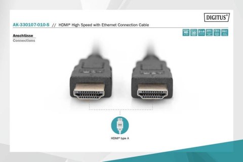 Kabel połączeniowy HDMI HighSpeed z Ethernetem 4K 60Hz UHD Typ HDMI A/HDMI A M/M 1m Czarny Kabel połączeniowy HDMI HighSpeed z Ethernetem 4K 60Hz UHD Typ HDMI A/HDMI A M/M 1m Czarny