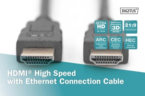 Kabel połączeniowy HDMI HighSpeed z Ethernetem 4K 60Hz UHD Typ HDMI A/HDMI A M/M 1m Czarny Kabel połączeniowy HDMI HighSpeed z Ethernetem 4K 60Hz UHD Typ HDMI A/HDMI A M/M 1m Czarny