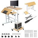 Mobilne biurko regulowane MC-124 W regulacja wysokości 67-115cm, max 50kg, blat 80x60 cm