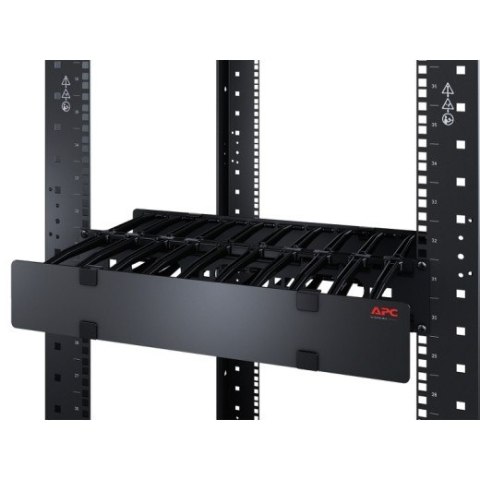 Poziomy organizer kabli, 1U, jednostronny z osłoną, Czarny AR8602A Poziomy organizer kabli, 1U, jednostronny z osłoną, Czarny AR8602A