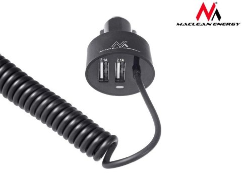 Ładowarka samochodowa 2xUSB, lightning spiralny 1.8m MCE76 5.2A Ładowarka samochodowa 2xUSB, lightning spiralny 1.8m MCE76 5.2A