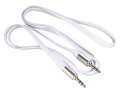 Przewód jack 3.5mm, płaski 1m, metalowy wtyk, MCTV-694 W Biały