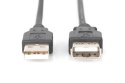 Kabel przedłużający USB 2.0 HighSpeed Typ USB A/USB A M/Ż 5m Czarny