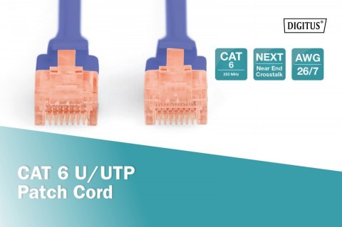 Patch cord U/UTP kat.6 PVC 0,5m Niebieski