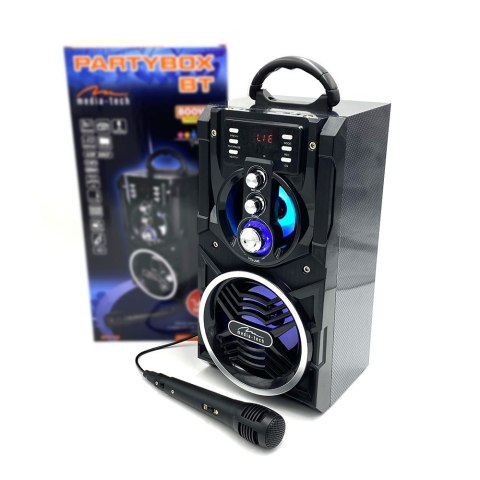 Głośnik PARTYBOX BT MT3150 Karaoke/Bluetooth 5.0/FM/MP3/USB/AUX/LED/USB-C/RMS 18W/PMPO 800W Głośnik PARTYBOX BT MT3150 Karaoke/Bluetooth 5.0/FM/MP3/USB/AUX/LED/USB-C/RMS 18W/PMPO 800W