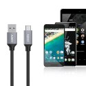 CB-CD3 kabel USB-C - USB-A 2m 60W PD 3A 20V nylonowy oplot czarny