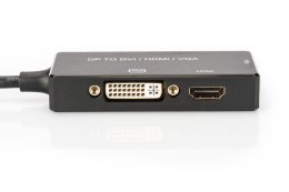 Kabel adapter Displayport 4K 30Hz/1080p 60Hz Typ DP/HDMI(UHD)+DVI-I+VGA (FHD) M/Ż 0,20m Czarny