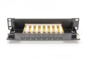 Patch panel 10 cali 8-portów RJ-45 Kat.6 ekranowany 1U kompletny LSA, wspornik kablowy, Czarny