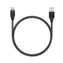CB-AM1 kabel micro USB - USB-A 1,2m Quick Charge nylonowy oplot czarno-biały